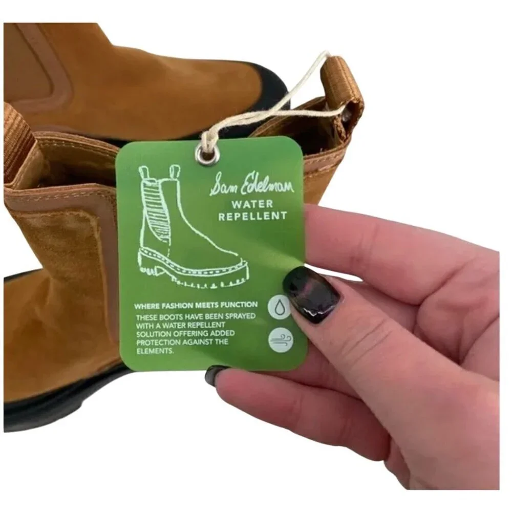 Sam Edelman Lulia Camel Suede Chelsea Lug Sole Boots Size 7.5 NIB